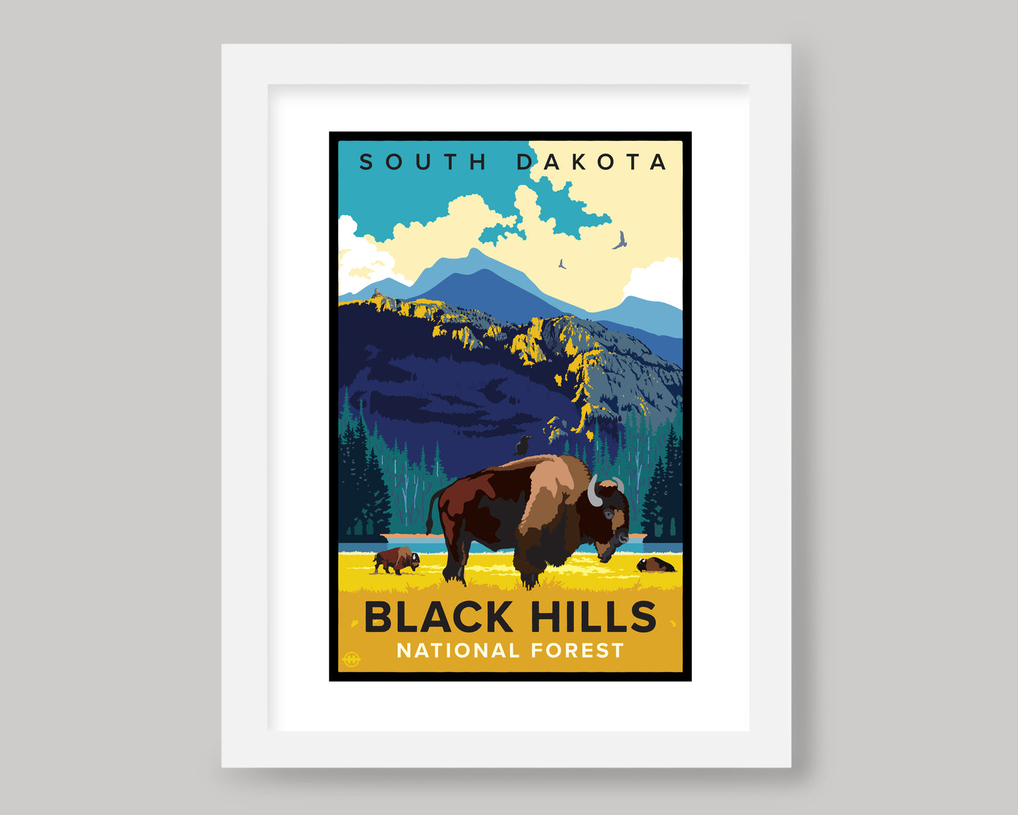 BLACK HILLS BISON || SOUTH DAKOTA LANDMARK ART PRINT
