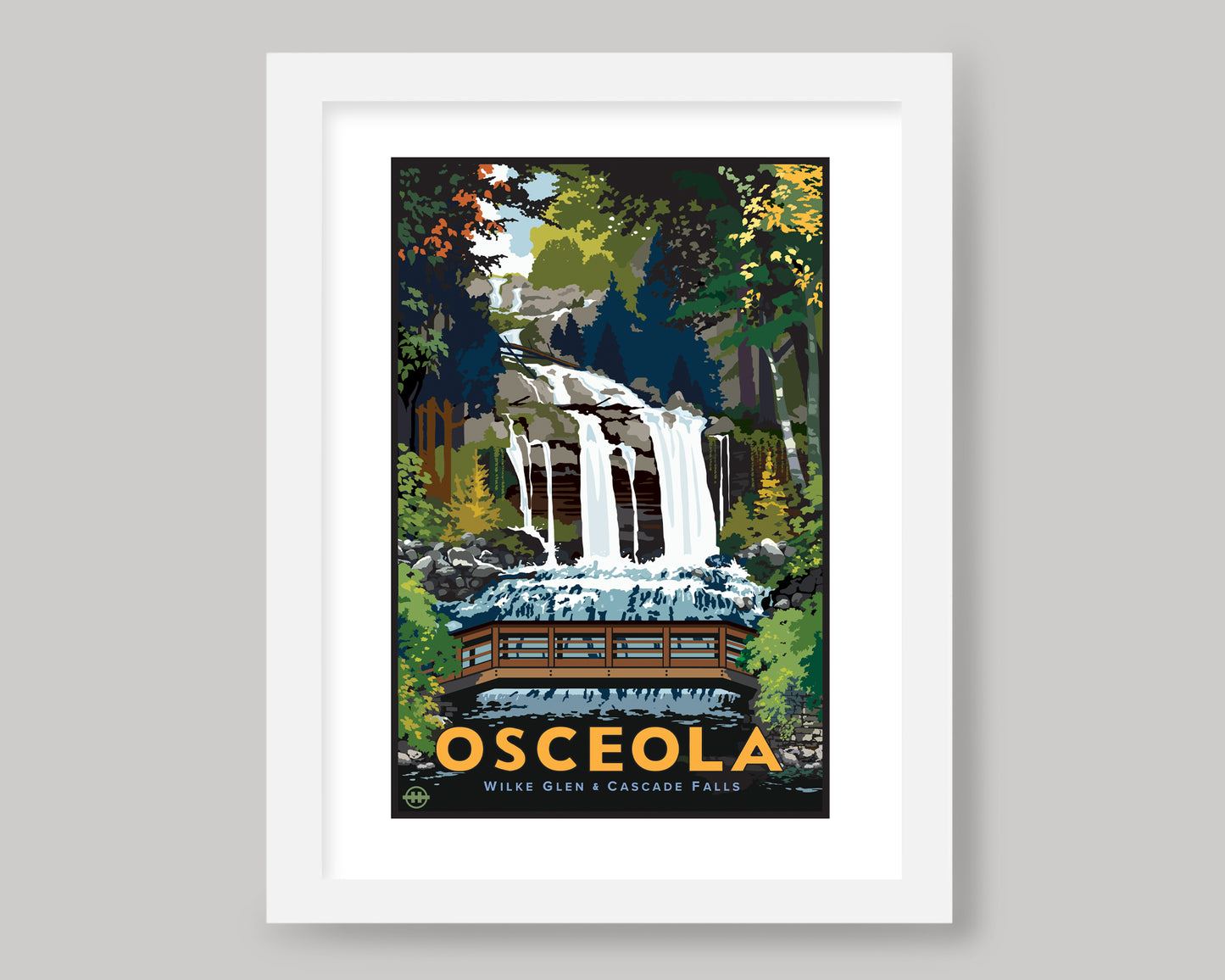 WILKE GLEN AND CASCADE FALLS OSCEOLA WS || WISCONSIN LANDMARK ART PRINT
