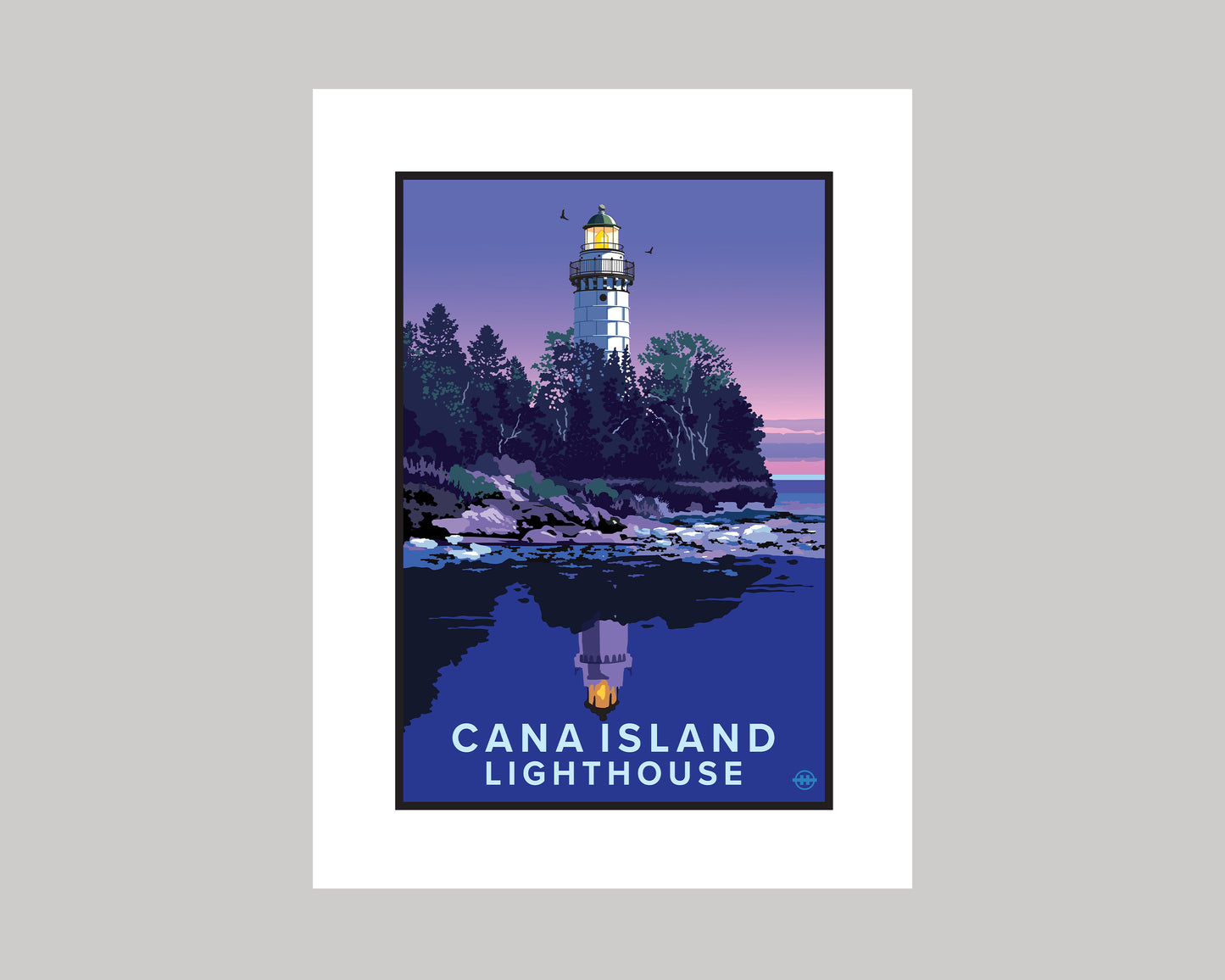 DOOR COUNTY- CANA ISLAND LIGHTHOUSE AT TWILIGHT|| WISCONSIN LANDMARK ART PRINT