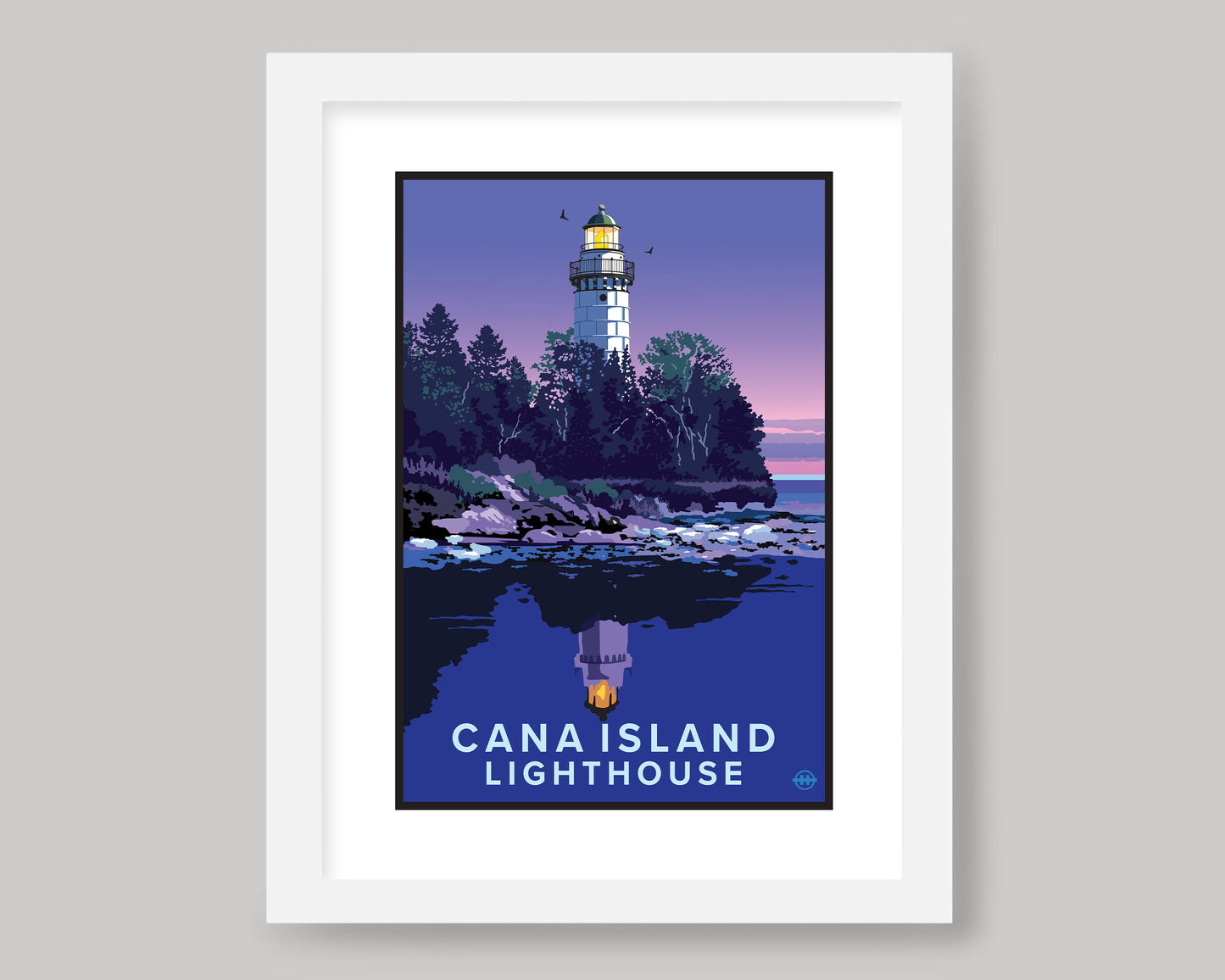 DOOR COUNTY- CANA ISLAND LIGHTHOUSE AT TWILIGHT|| WISCONSIN LANDMARK ART PRINT