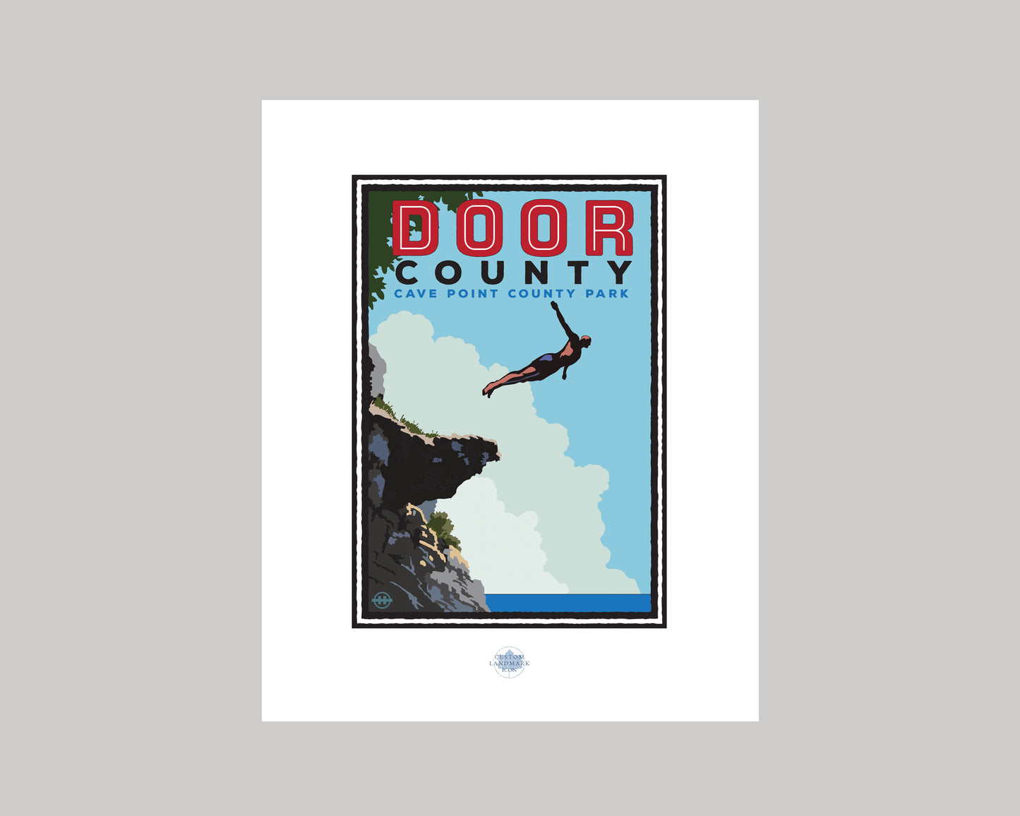 DOOR COUNTY- CAVE POINT COUNTY PARK HIGH DIVER || WISCONSIN LANDMARK ART PRINT