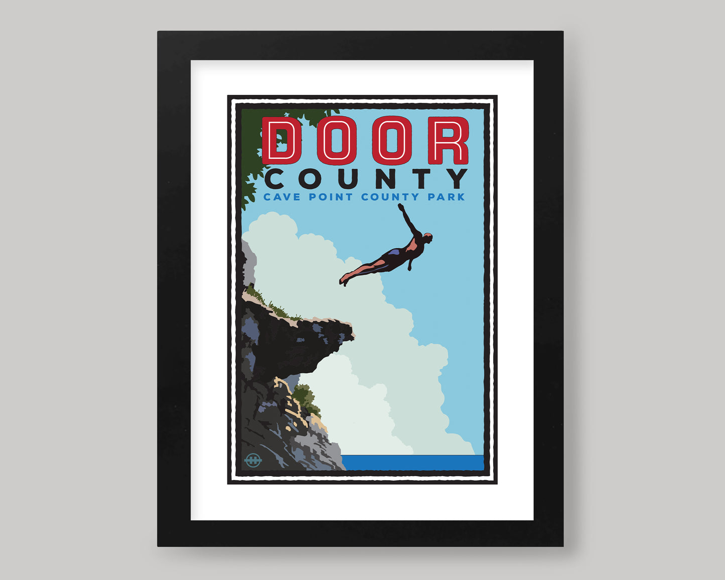 DOOR COUNTY- CAVE POINT COUNTY PARK HIGH DIVER || WISCONSIN LANDMARK ART PRINT