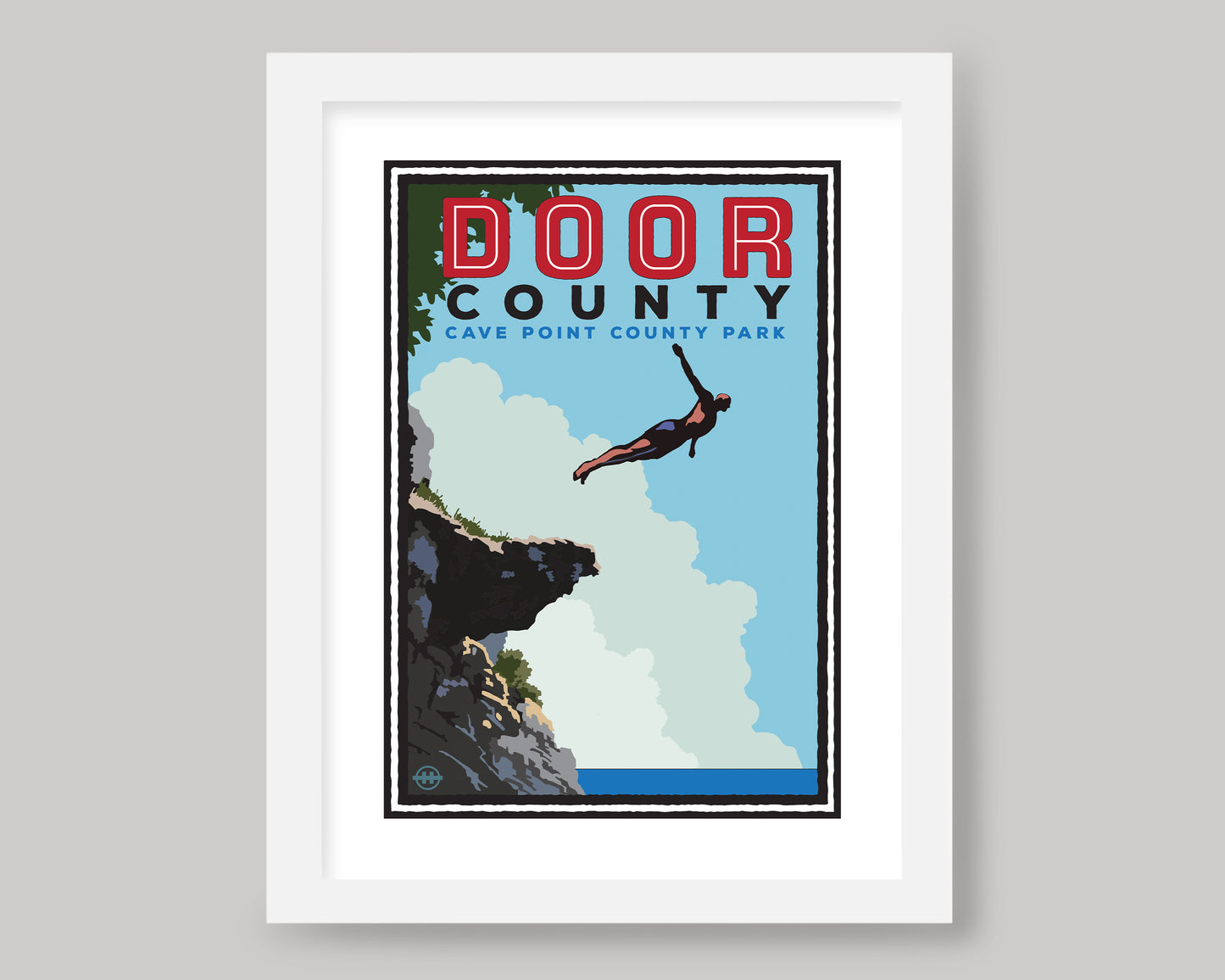 DOOR COUNTY- CAVE POINT COUNTY PARK HIGH DIVER || WISCONSIN LANDMARK ART PRINT