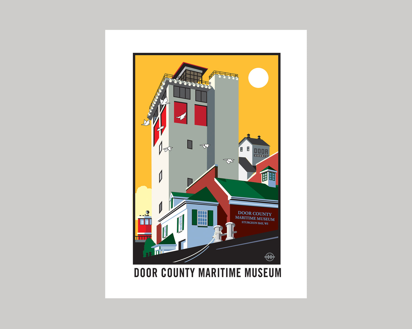 DOOR COUNTY MARITIME MUSEUM GOLDEN SKY|| WISCONSIN LANDMARK ART PRINT