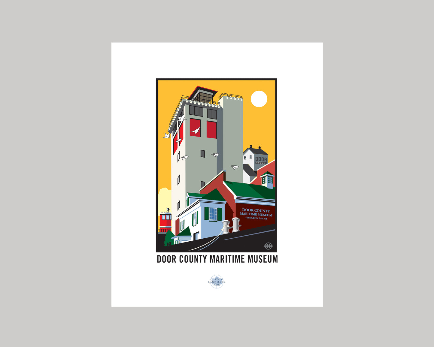 DOOR COUNTY MARITIME MUSEUM GOLDEN SKY|| WISCONSIN LANDMARK ART PRINT
