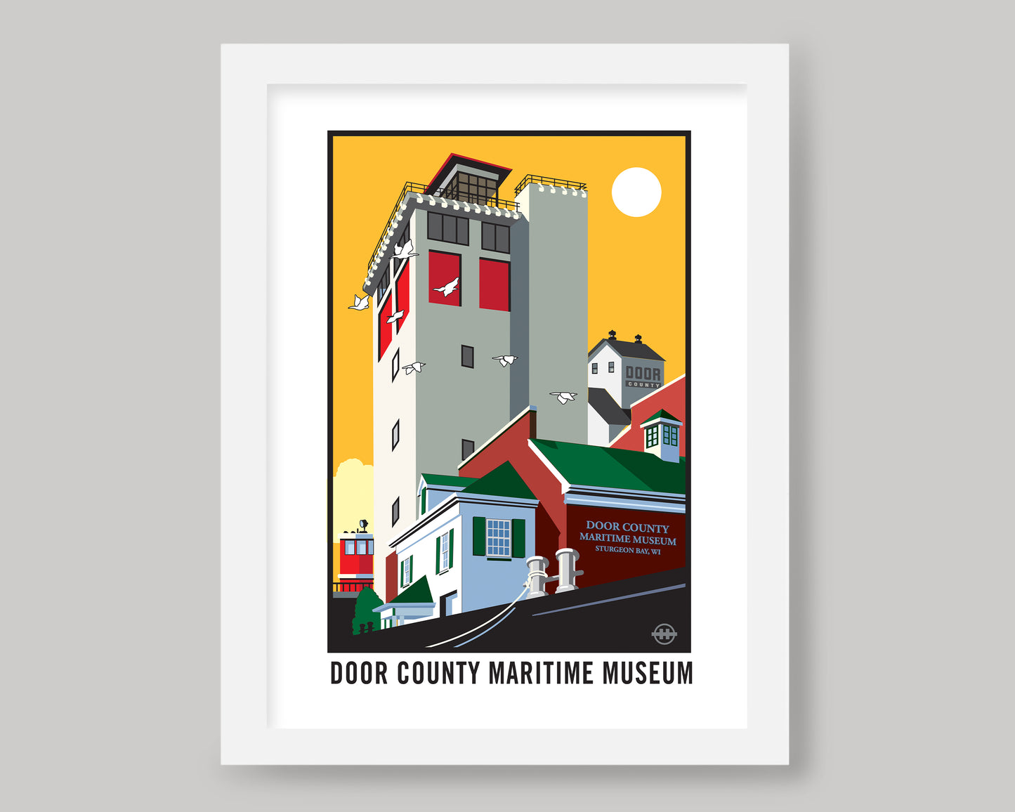 DOOR COUNTY MARITIME MUSEUM GOLDEN SKY|| WISCONSIN LANDMARK ART PRINT