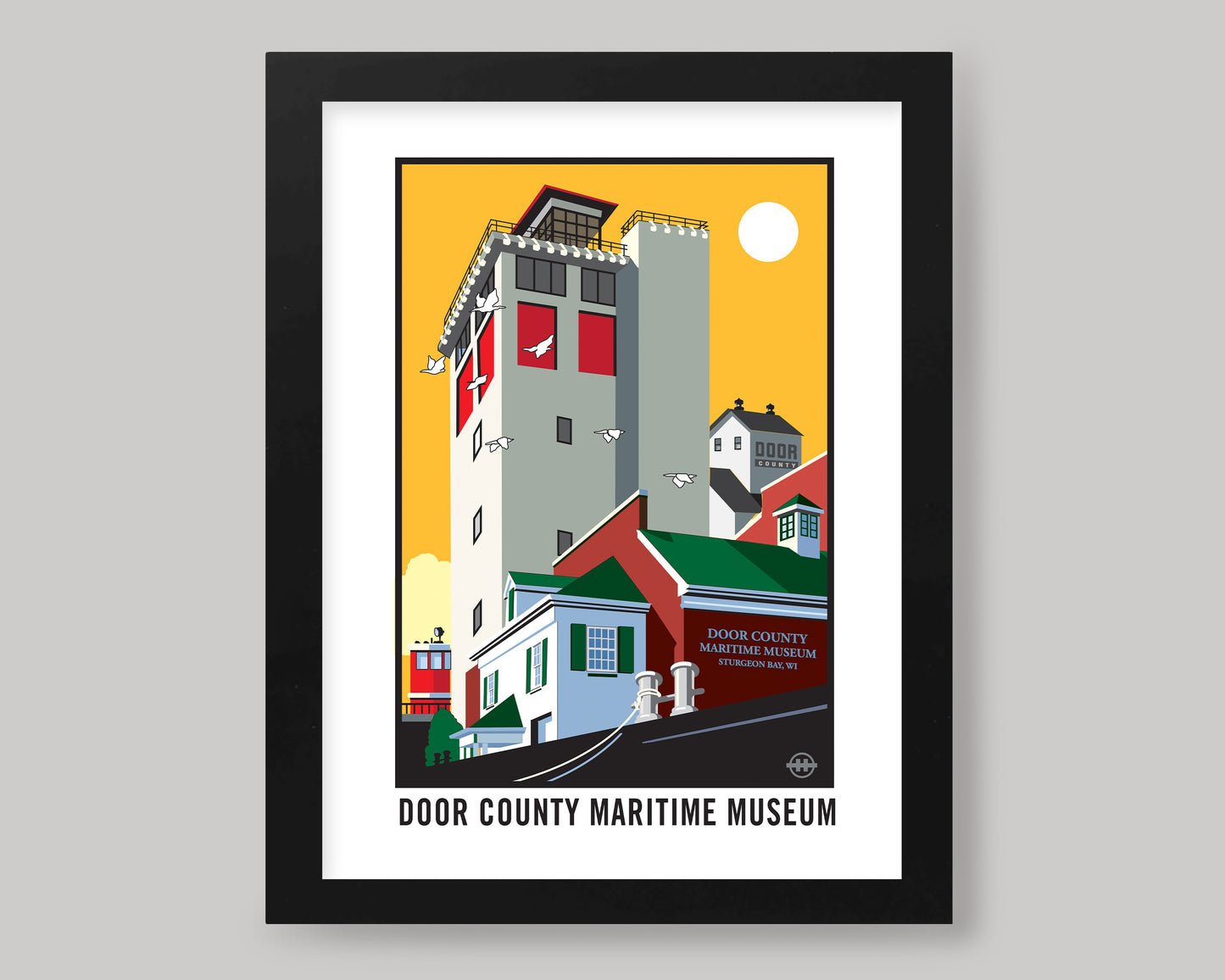 DOOR COUNTY MARITIME MUSEUM GOLDEN SKY|| WISCONSIN LANDMARK ART PRINT