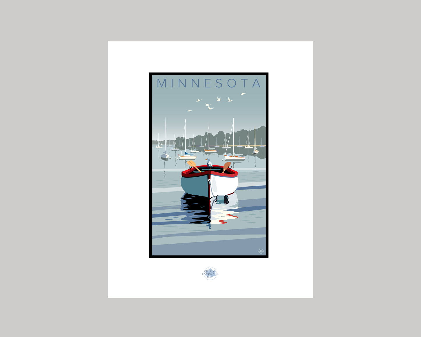 UP NORTH SUMMER SERIES- MN ROW BOAT || MINNESOTA LANDMARK ART PRINT