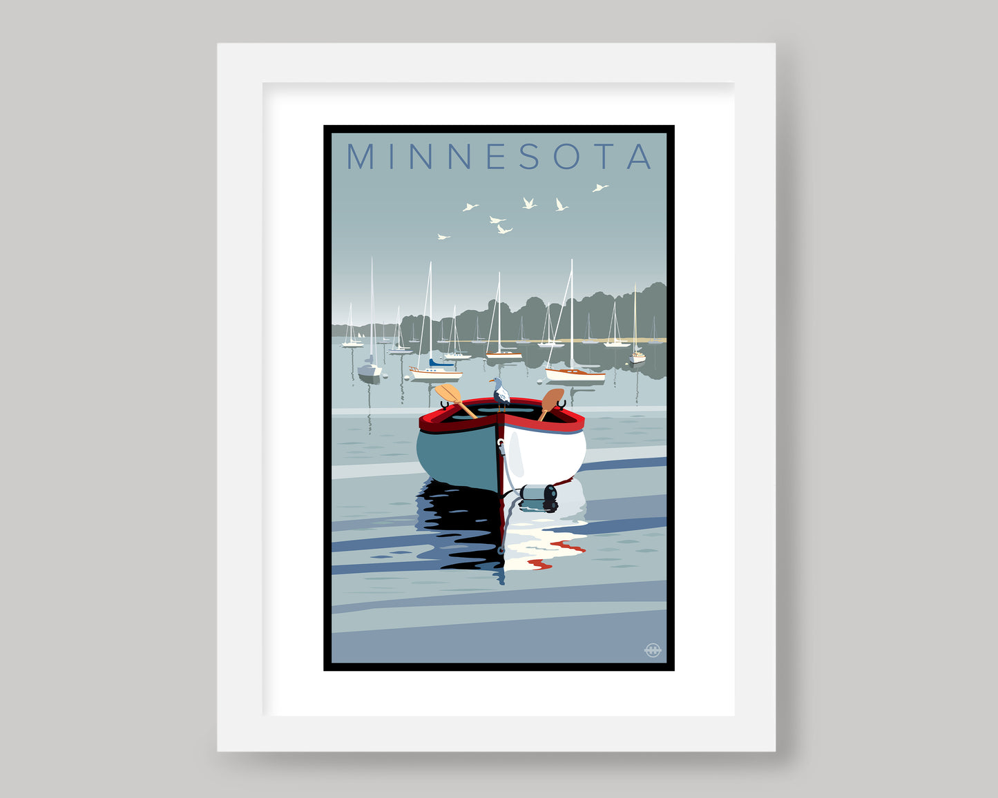 UP NORTH SUMMER SERIES- MN ROW BOAT || MINNESOTA LANDMARK ART PRINT
