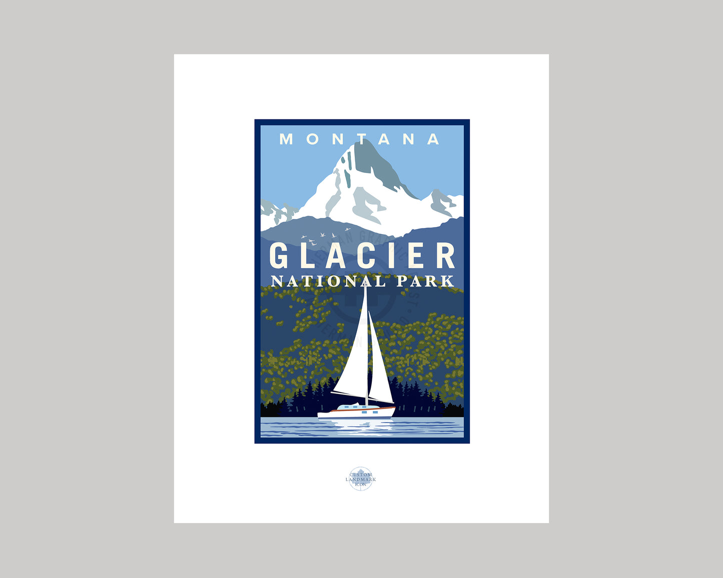 GLACIER NATIONAL PARK SAILING || MONTANA LANDMARK ART PRINT