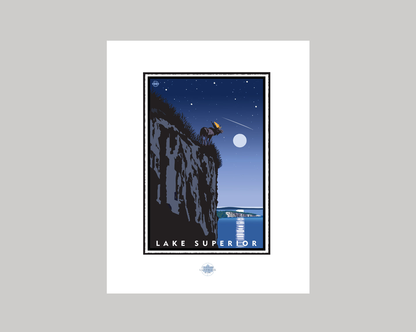 LAKE SUPERIOR STARRY NIGHT AT THE SHORE || MINNESOTA LANDMARK ART PRINT
