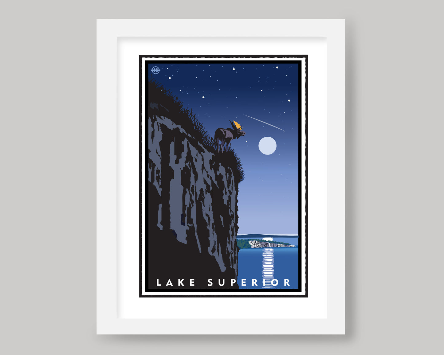 LAKE SUPERIOR STARRY NIGHT AT THE SHORE || MINNESOTA LANDMARK ART PRINT