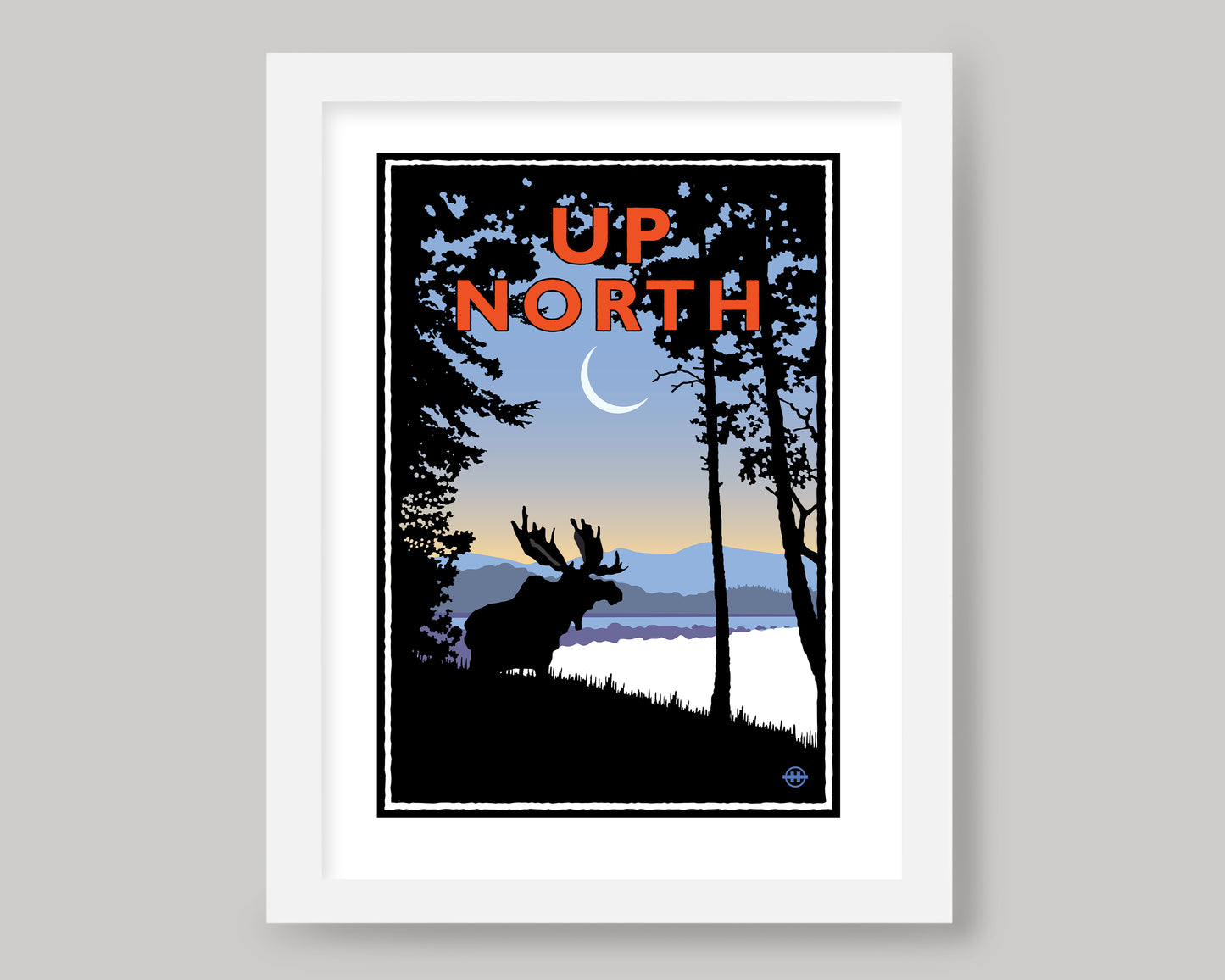 UP NORTH SUMMER SERIES- MOONRISE MOOSE || LANDMARK ART PRINT