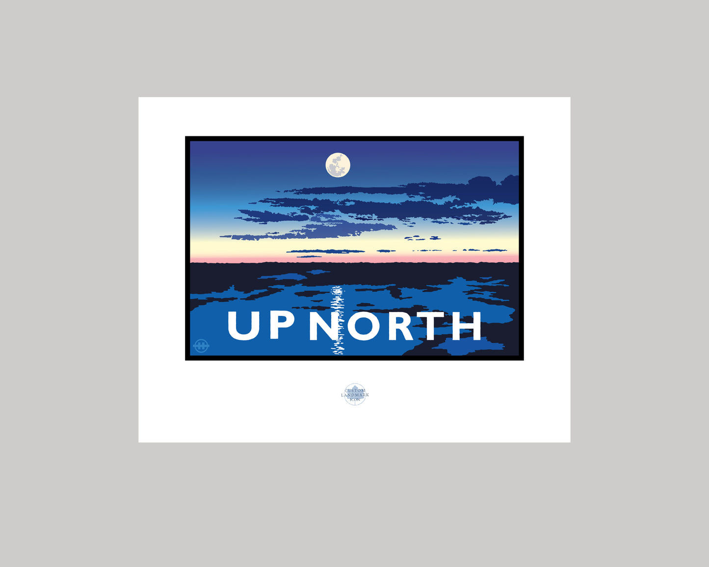 UP NORTH SUMMER SERIES- MOONLIGHT AERIAL VIEW || LANDMARK ART PRINT