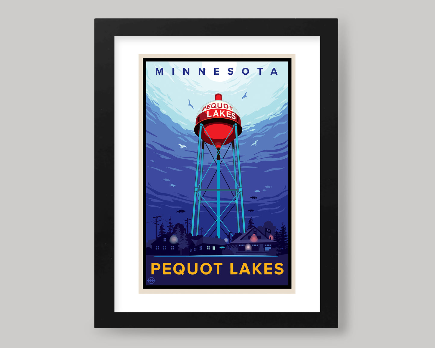 PEQUOT LAKES RED BOBBER WATER TOWER || MINNESOTA LANDMARK ART PRINT