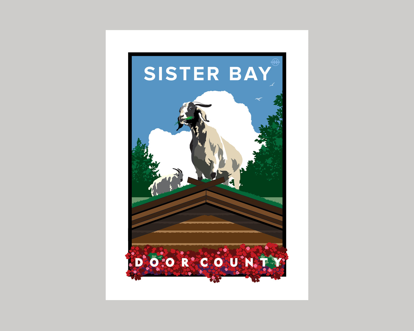 THE FAMOUS GOATS OF SISTER BAY || WISCONSIN LANDMARK ART PRINT