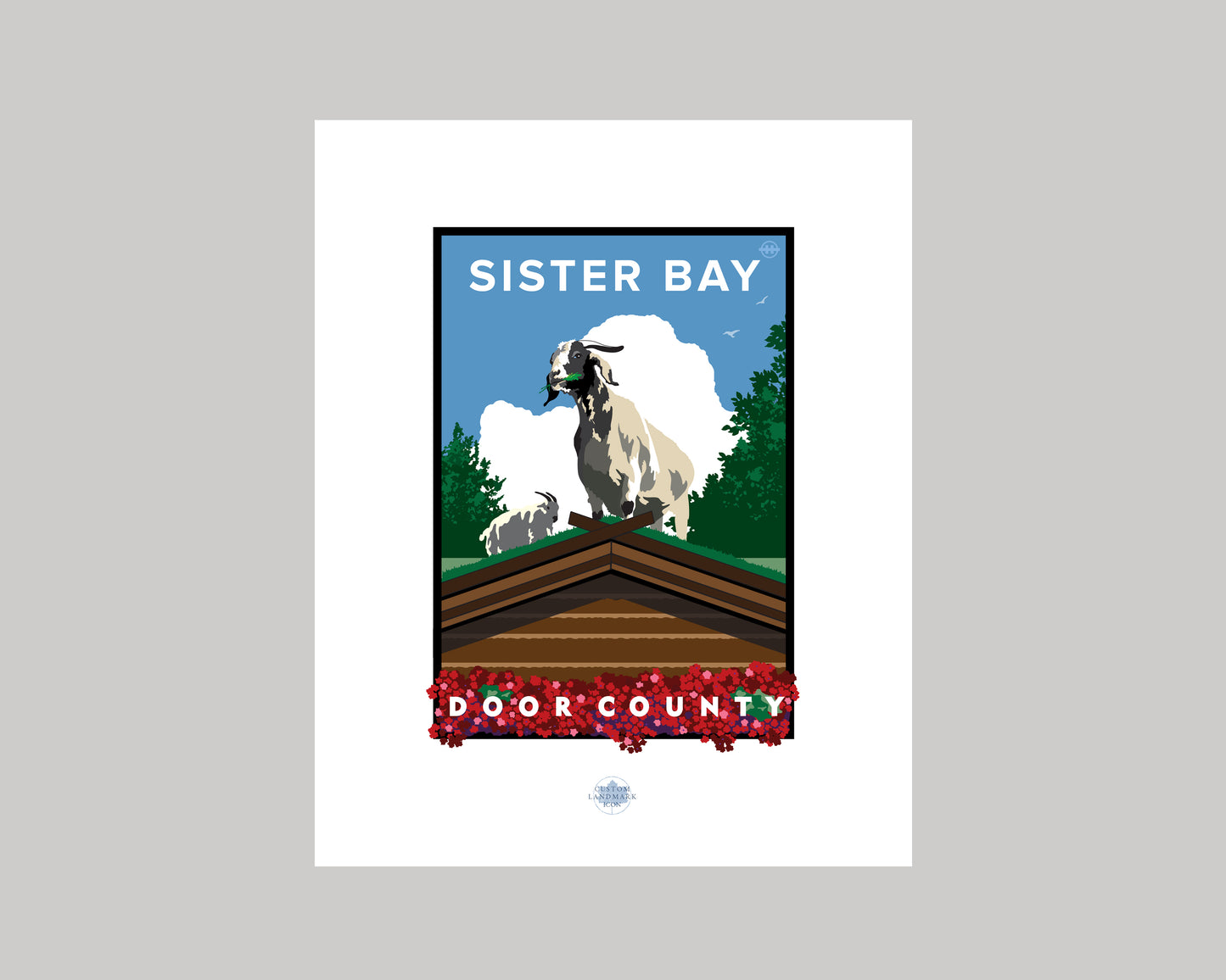 THE FAMOUS GOATS OF SISTER BAY || WISCONSIN LANDMARK ART PRINT