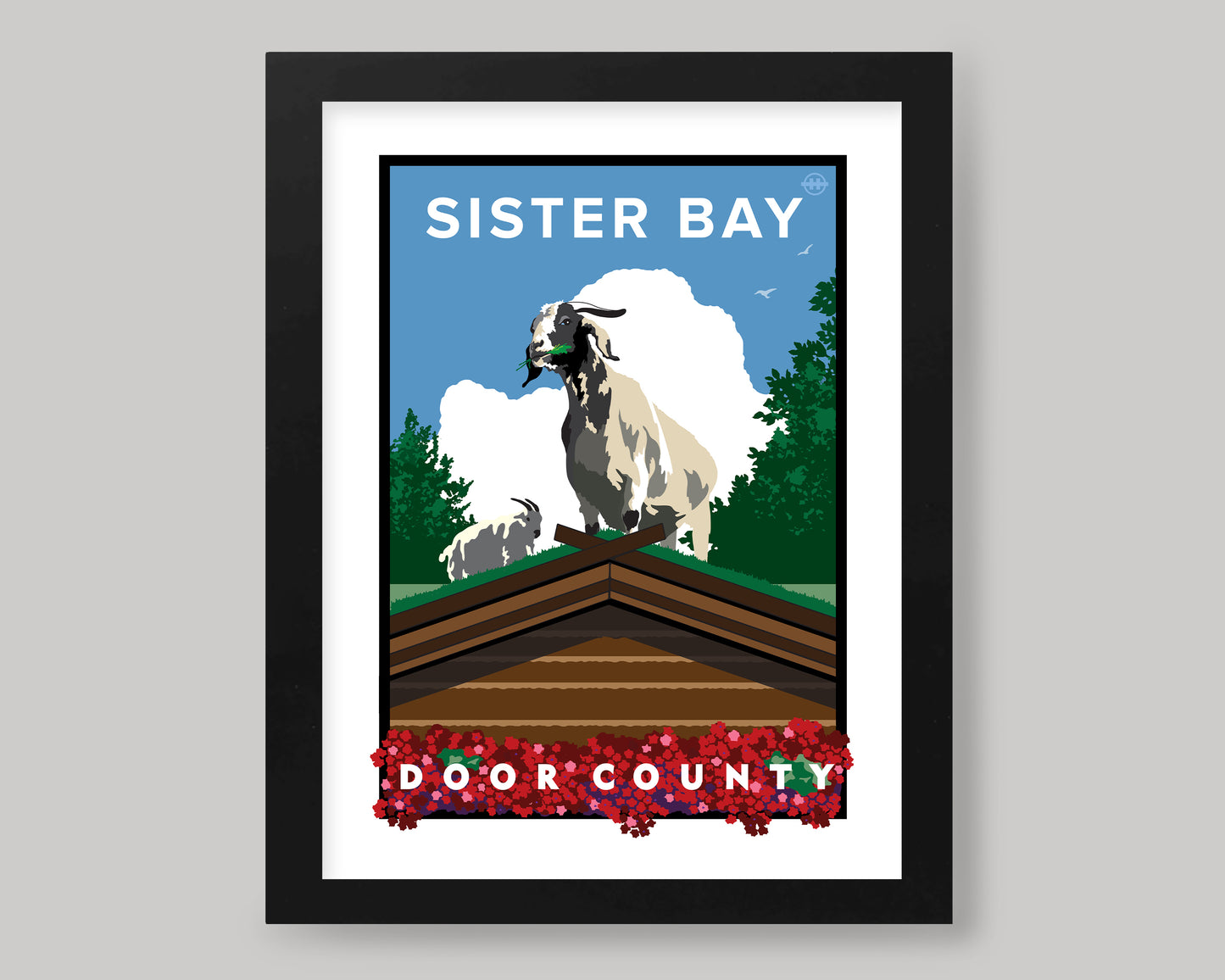THE FAMOUS GOATS OF SISTER BAY || WISCONSIN LANDMARK ART PRINT
