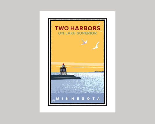 TWO HARBORS LIGHTHOUSE SCENERY || MINNESOTA LANDMARK ART PRINT