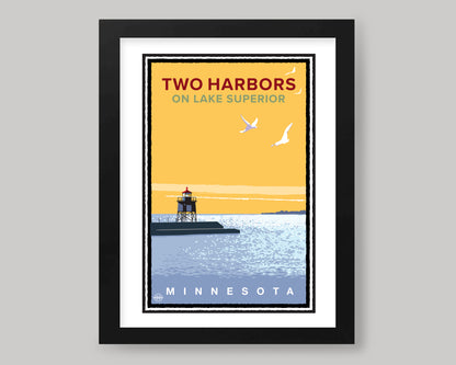 TWO HARBORS LIGHTHOUSE SCENERY || MINNESOTA LANDMARK ART PRINT