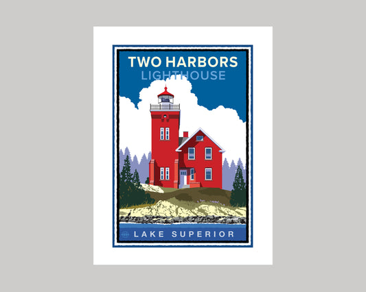 TWO HARBORS LIGHTHOUSE || MINNESOTA LANDMARK ART PRINT
