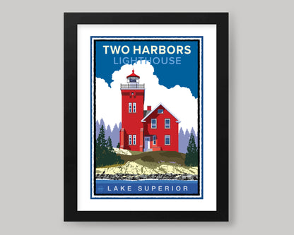 TWO HARBORS LIGHTHOUSE || MINNESOTA LANDMARK ART PRINT