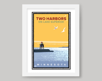 TWO HARBORS LIGHTHOUSE SCENERY || MINNESOTA LANDMARK ART PRINT