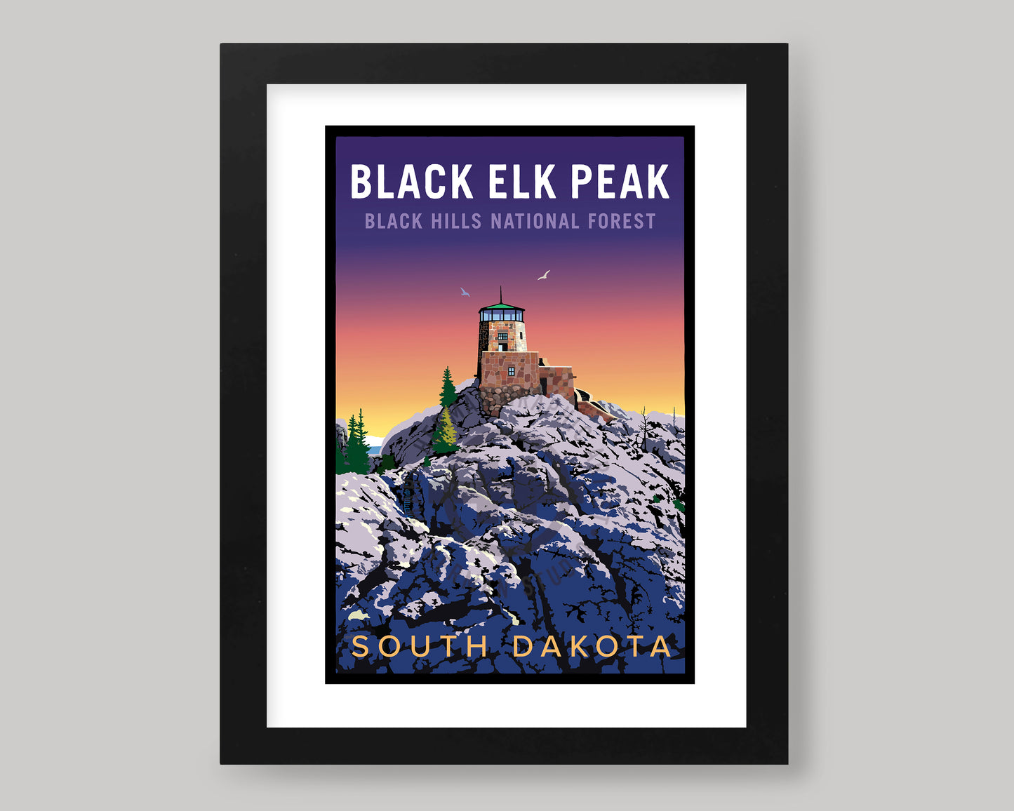 BLACK ELK PEAK AT SUNRISE || SOUTH DAKOTA LANDMARK ART PRINT