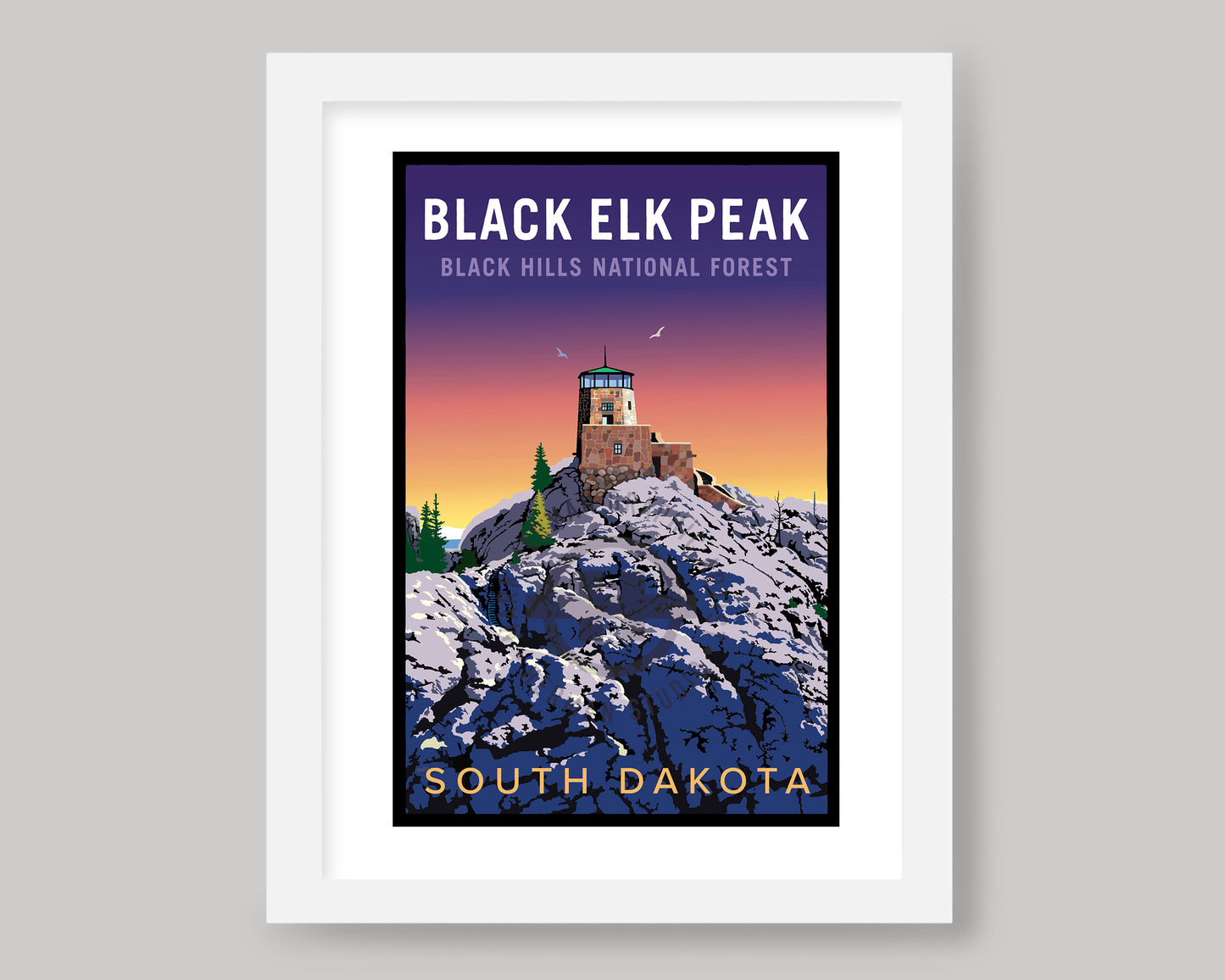 BLACK ELK PEAK AT SUNRISE || SOUTH DAKOTA LANDMARK ART PRINT