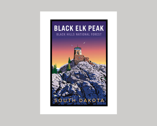 BLACK ELK PEAK AT SUNRISE || SOUTH DAKOTA LANDMARK ART PRINT