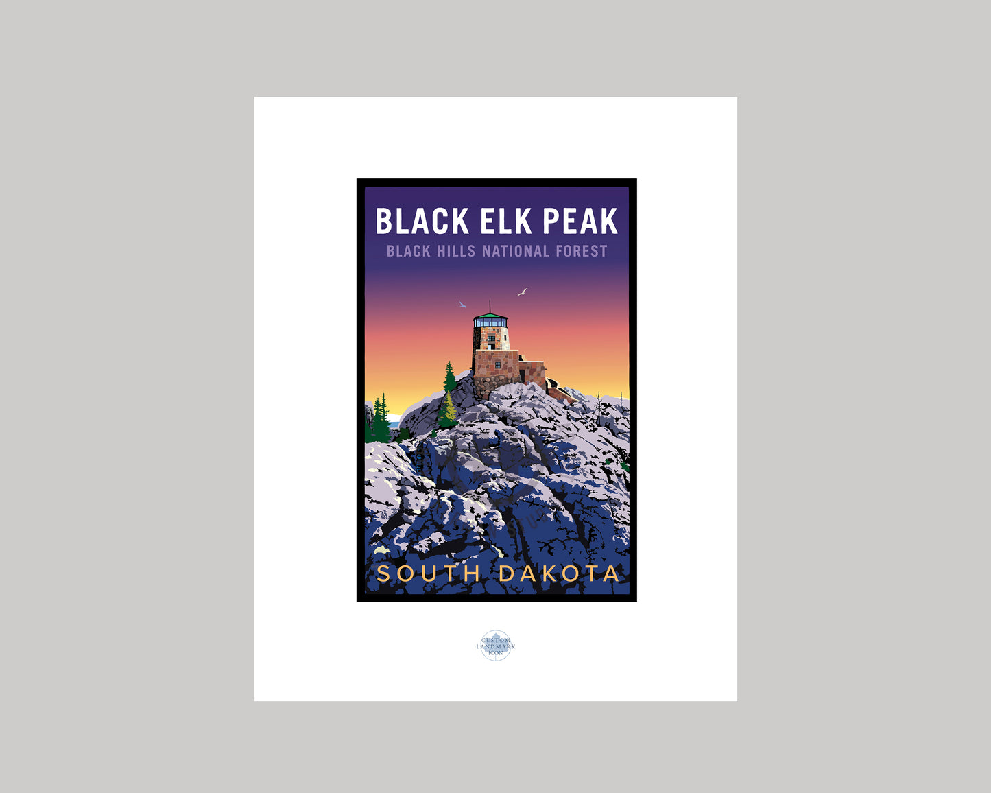 BLACK ELK PEAK AT SUNRISE || SOUTH DAKOTA LANDMARK ART PRINT