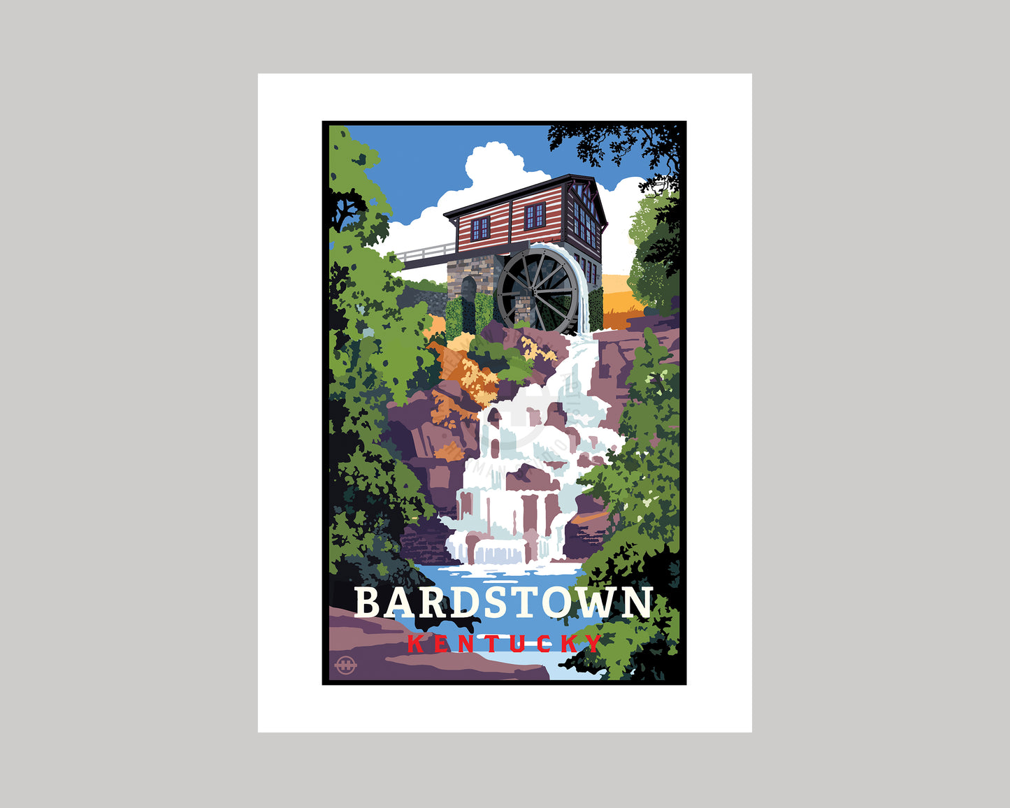 BOURBON TRAIL DISTILLERY WATERFALL, BARDSTOWN KY || KENTUCKY LANDMARK ART PRINT