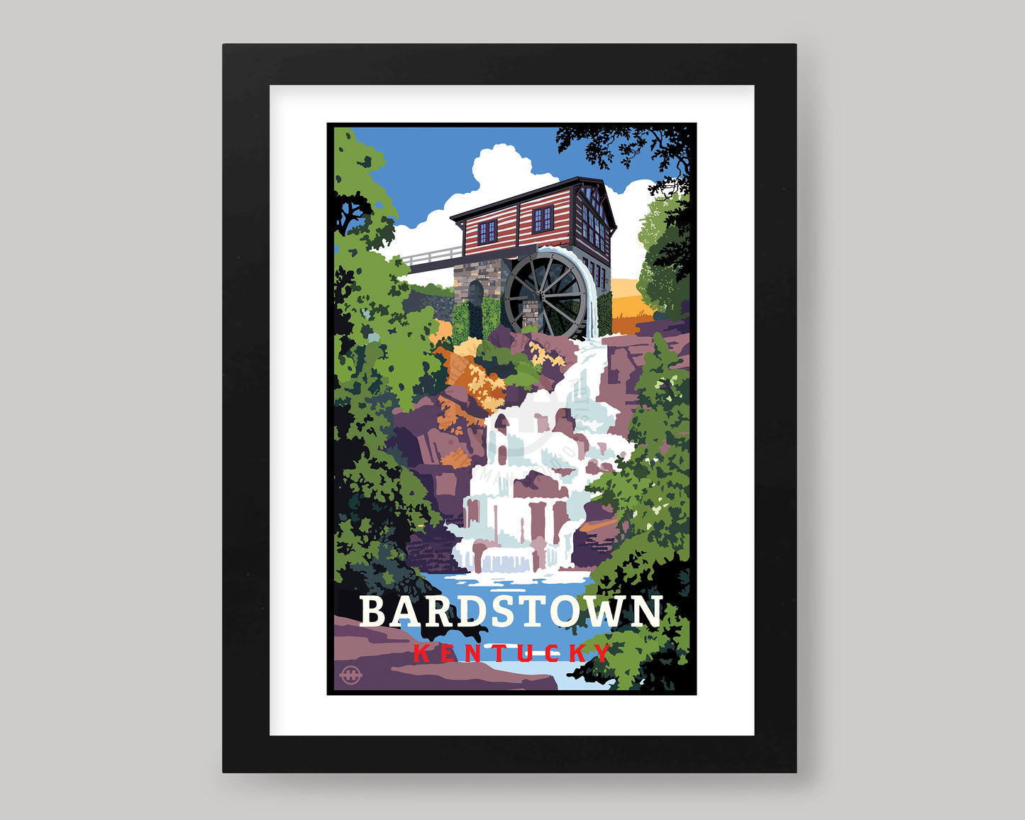 BOURBON TRAIL DISTILLERY WATERFALL, BARDSTOWN KY || KENTUCKY LANDMARK ART PRINT