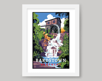 BOURBON TRAIL DISTILLERY WATERFALL, BARDSTOWN KY || KENTUCKY LANDMARK ART PRINT