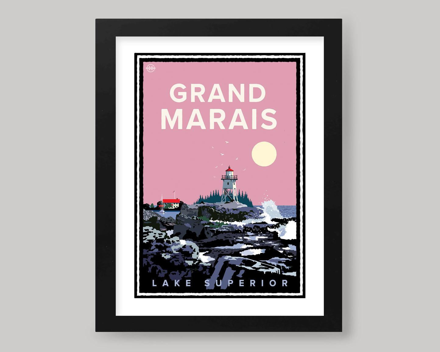 GRAND MARAIS ARTISTS POINT IN PINK || MINNESOTA LANDMARK ART PRINT