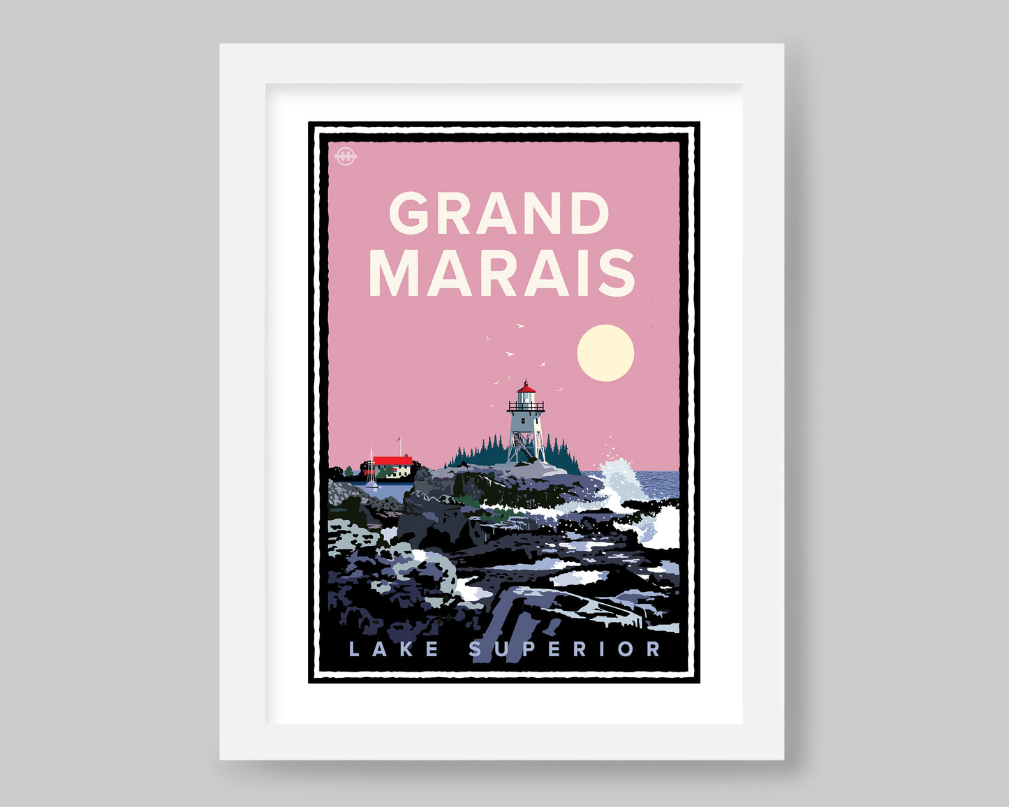 GRAND MARAIS ARTISTS POINT IN PINK || MINNESOTA LANDMARK ART PRINT