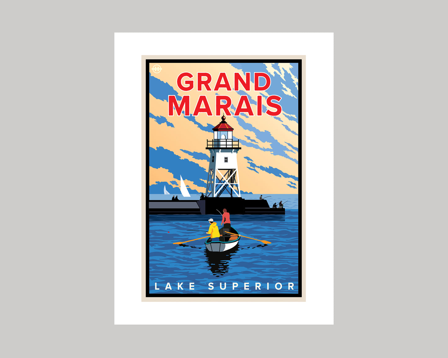 GRAND MARAIS FISHING IN THE HARBOR || MINNESOTA LANDMARK ART PRINT