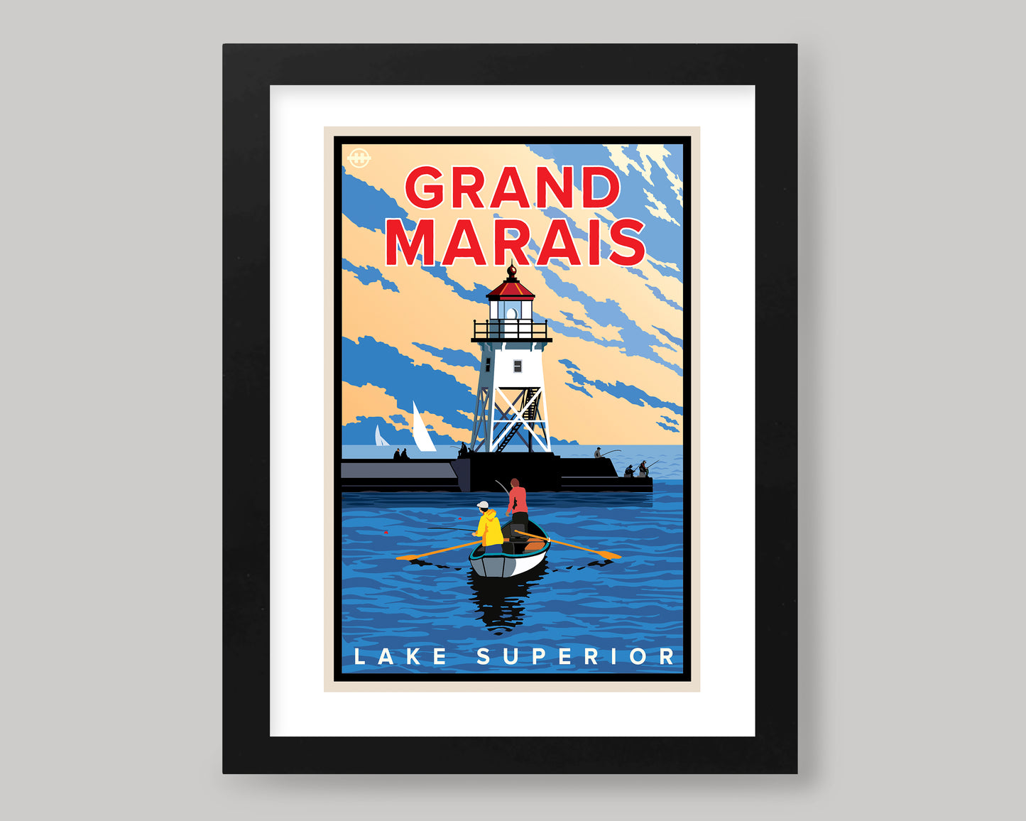 GRAND MARAIS FISHING IN THE HARBOR || MINNESOTA LANDMARK ART PRINT