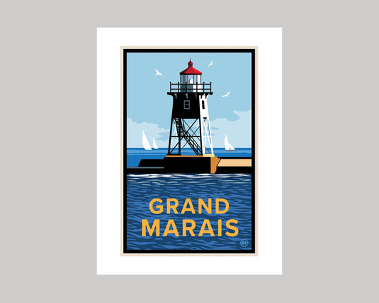 GRAND MARAIS LIGHTHOUSE || MINNESOTA LANDMARK ART PRINT