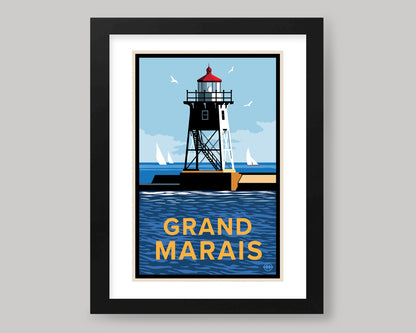 GRAND MARAIS LIGHTHOUSE || MINNESOTA LANDMARK ART PRINT