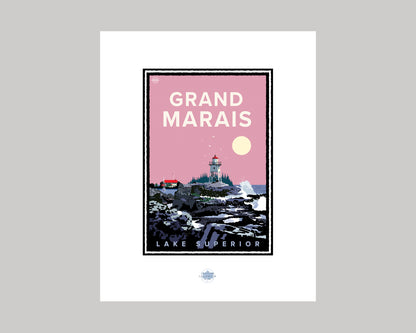 GRAND MARAIS ARTISTS POINT IN PINK || MINNESOTA LANDMARK ART PRINT