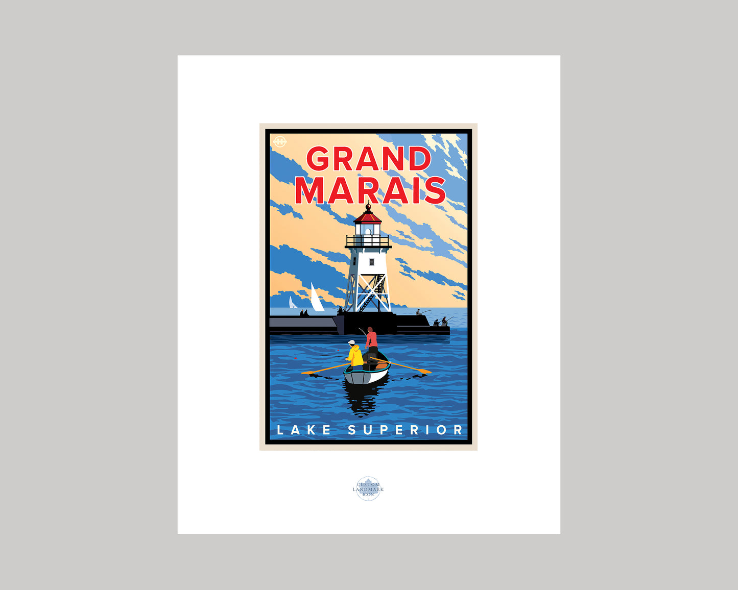 GRAND MARAIS FISHING IN THE HARBOR || MINNESOTA LANDMARK ART PRINT