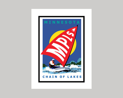 MINNEAPOLIS CHAIN OF LAKES SAILING || MINNESOTA LANDMARK ART PRINT