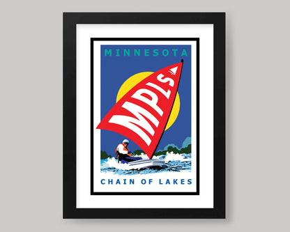 MINNEAPOLIS CHAIN OF LAKES SAILING || MINNESOTA LANDMARK ART PRINT