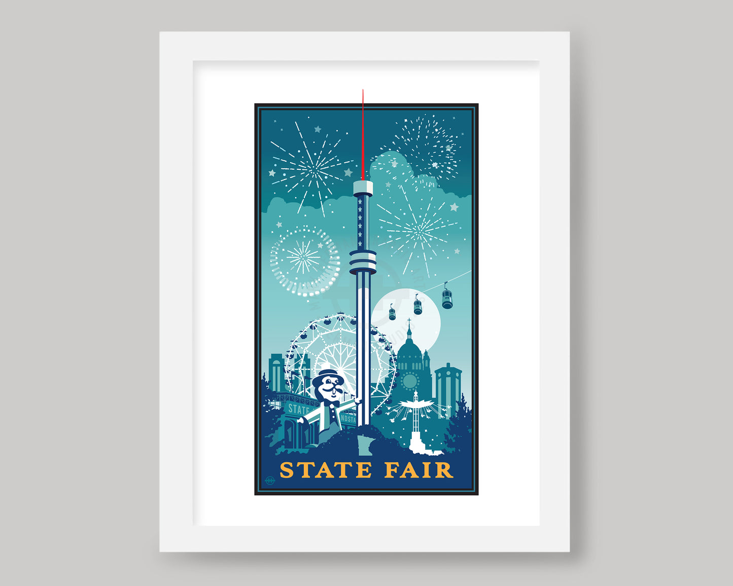 MINNESOTA STATE FAIR FIREWORKS || MINNESOTA LANDMARK ART PRINT