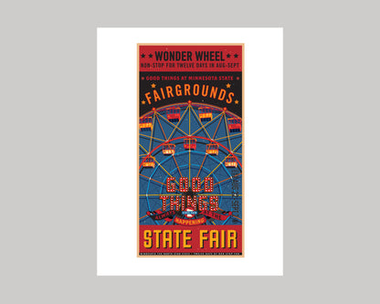 STATE FAIR WONDER WHEEL VINTAGE POSTER || MINNESOTA LANDMARK ART PRINT