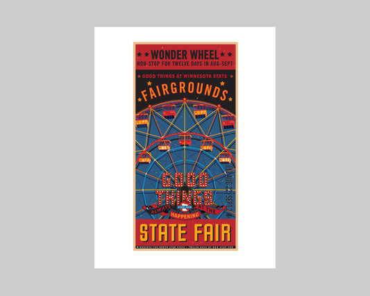 STATE FAIR WONDER WHEEL VINTAGE POSTER || MINNESOTA LANDMARK ART PRINT