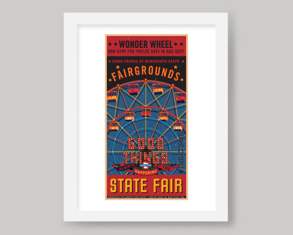 STATE FAIR WONDER WHEEL VINTAGE POSTER || MINNESOTA LANDMARK ART PRINT