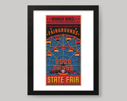 STATE FAIR WONDER WHEEL VINTAGE POSTER || MINNESOTA LANDMARK ART PRINT