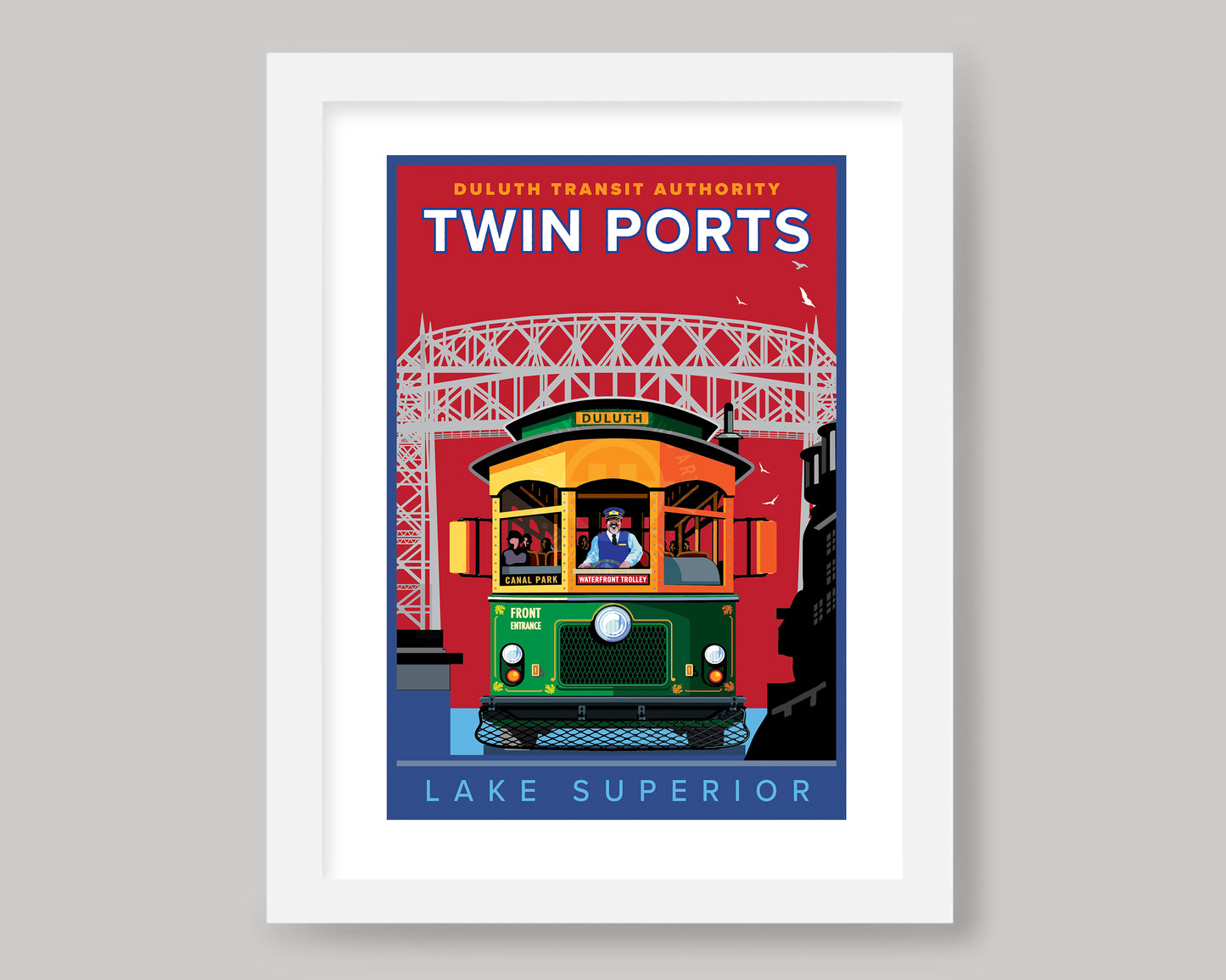 TWIN PORTS LAKE SUPERIOR TROLLEY || MINNESOTA LANDMARK ART PRINT